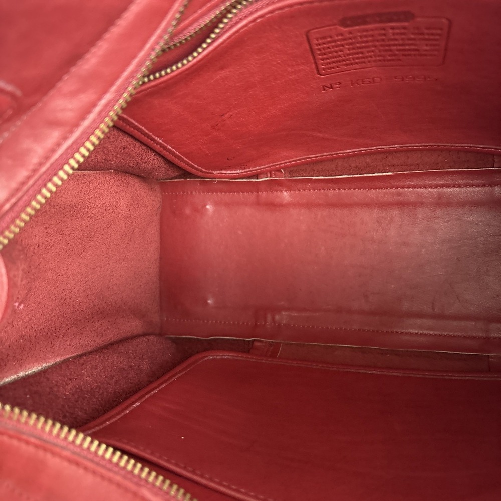 Vintage COACH Zip Top Shopper   Red Leather Bag 9995 USA - Picture 12 of 16